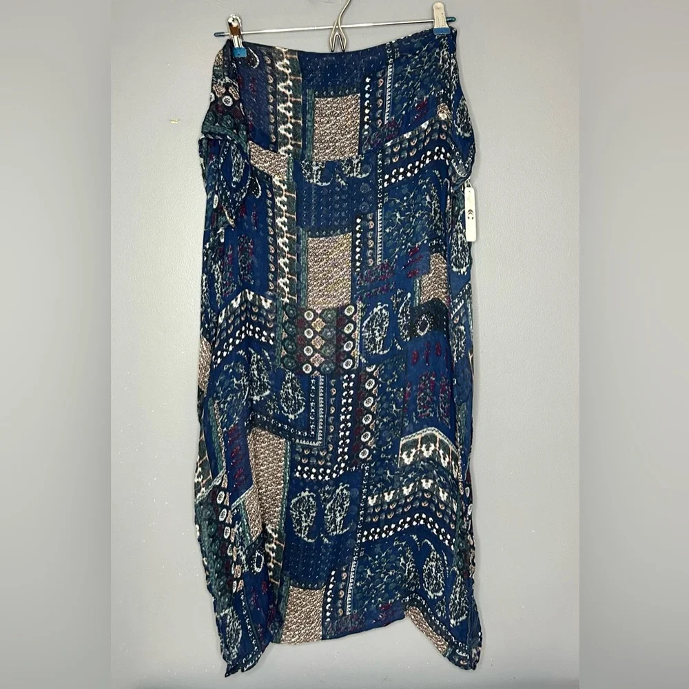 Charming Charlie Navy Blue Patchwork Infinity Scarf Soft Lightweight Boho OS NWT
